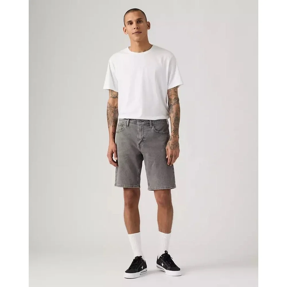 NEW Levis 405 Standard 10in Mens Shorts Grey Denim Stretch Greyscale 30x10